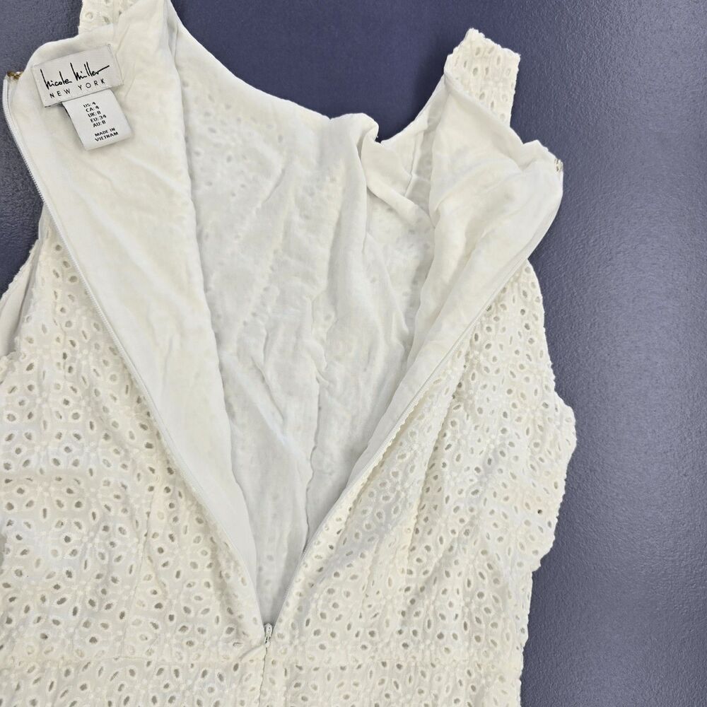 Nicole Miller NY Women's Dress Size 4 White Mini Zip Closure (A26) - Picture 2 of 11